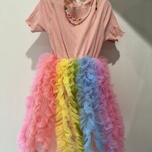 NWT Girl's Colorful Tulle Dress with Necklace